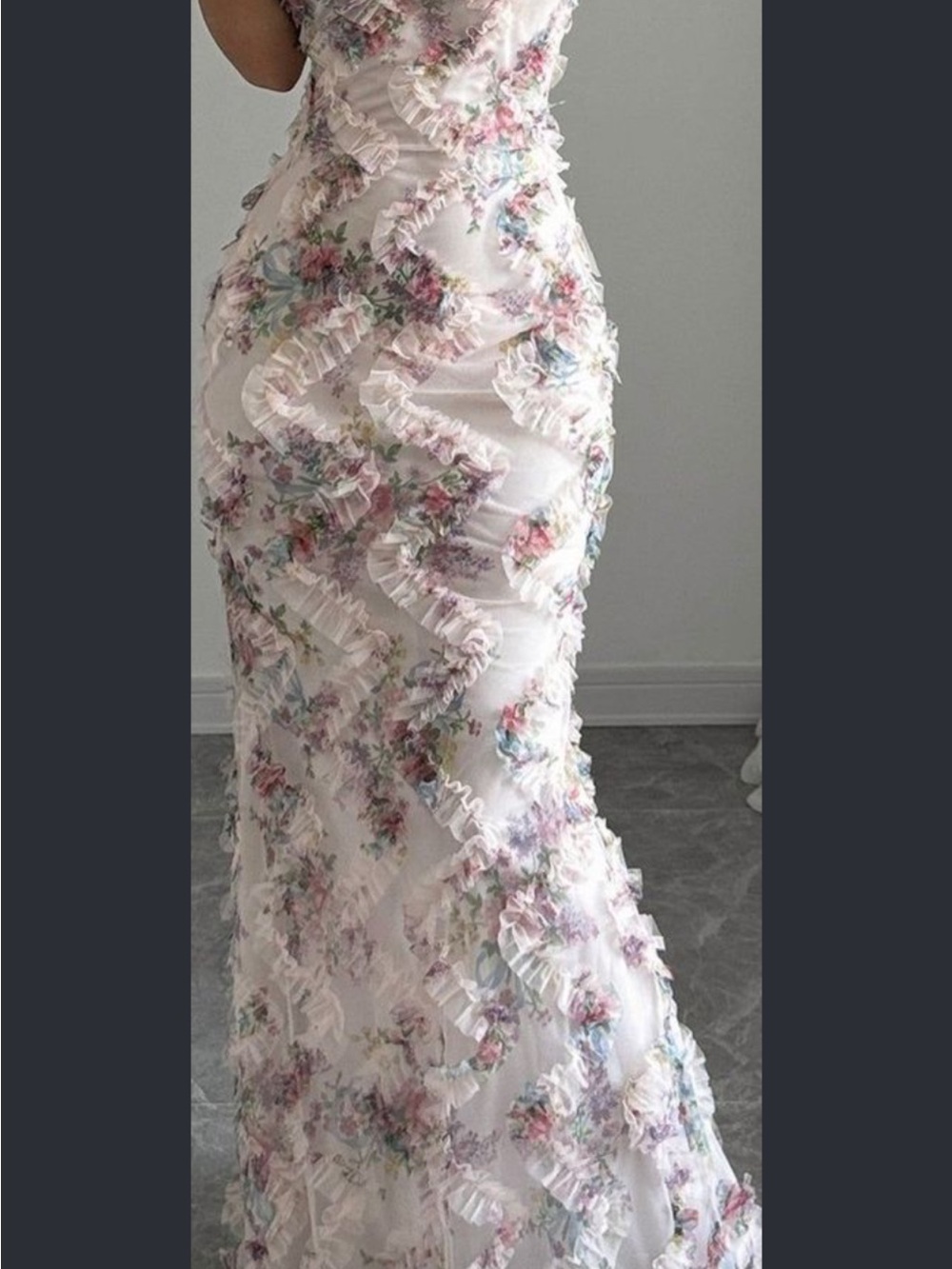 SHEIN Pastel Floral Ruffle Maxi Dress